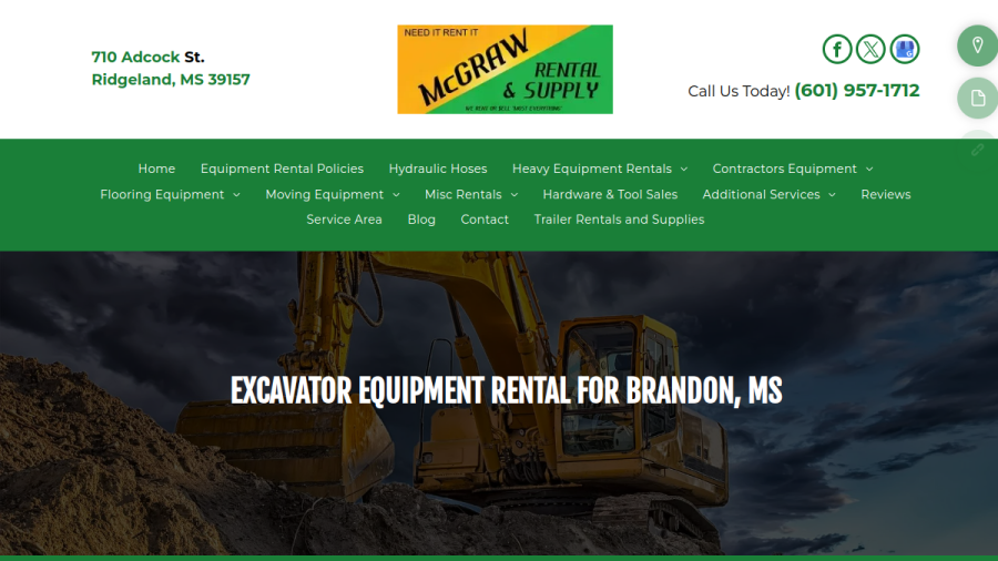 Screenshot of the McGraw Rental & Supply website