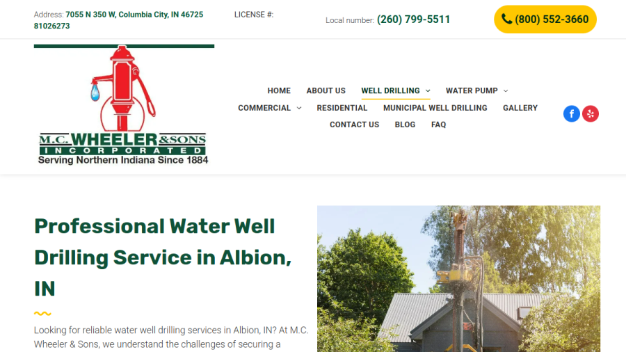 Website screenshot of M. C. Wheeler & Sons