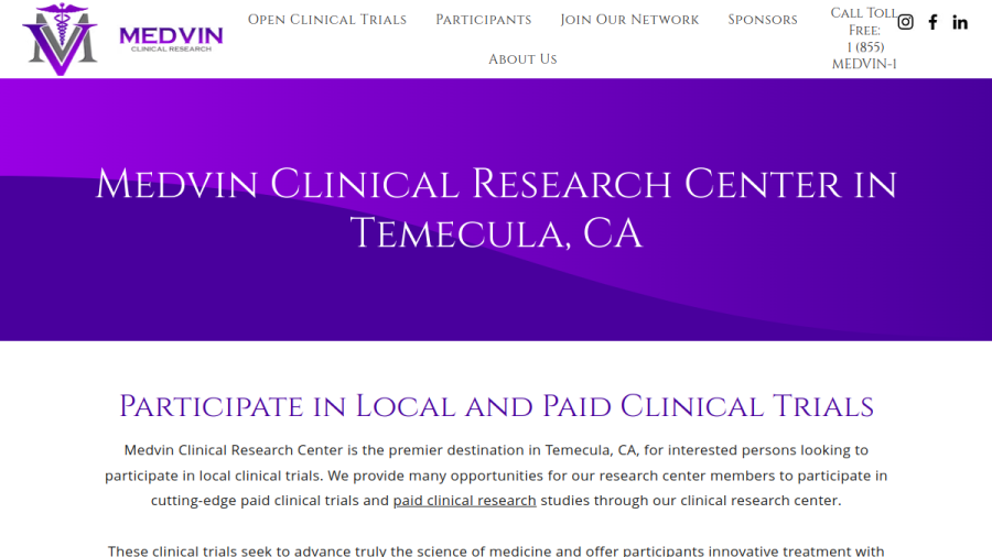 Medvin Clinical Research website