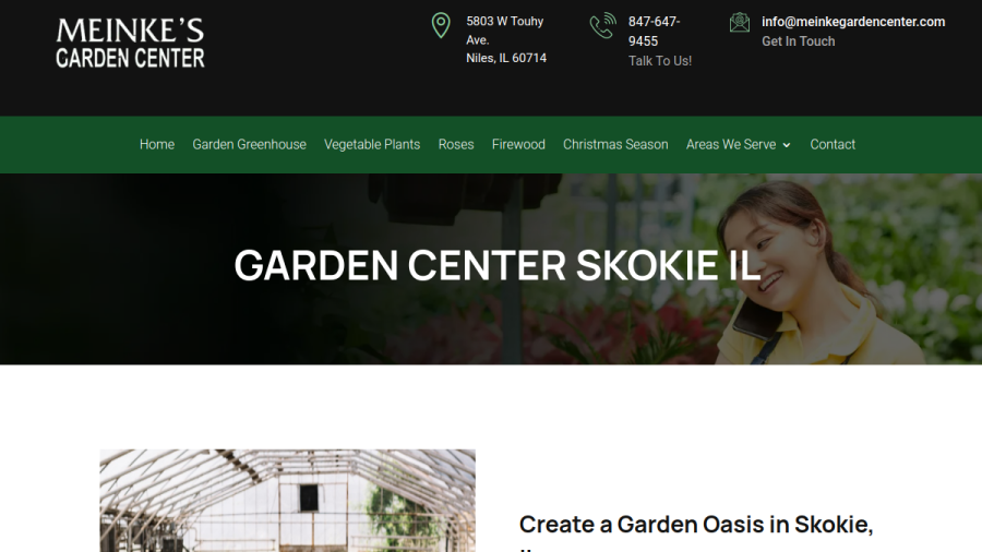 Screenshot of the Meinke Garden Center Inc website