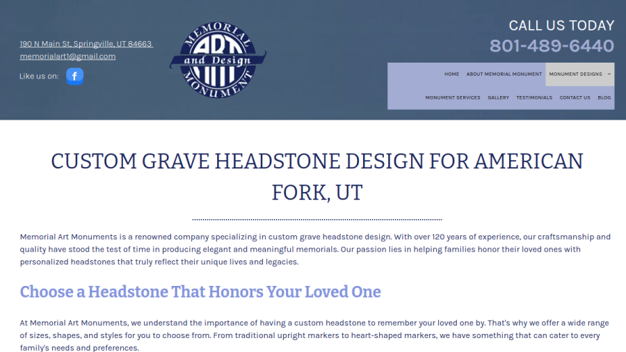 Memorial Art Monument website