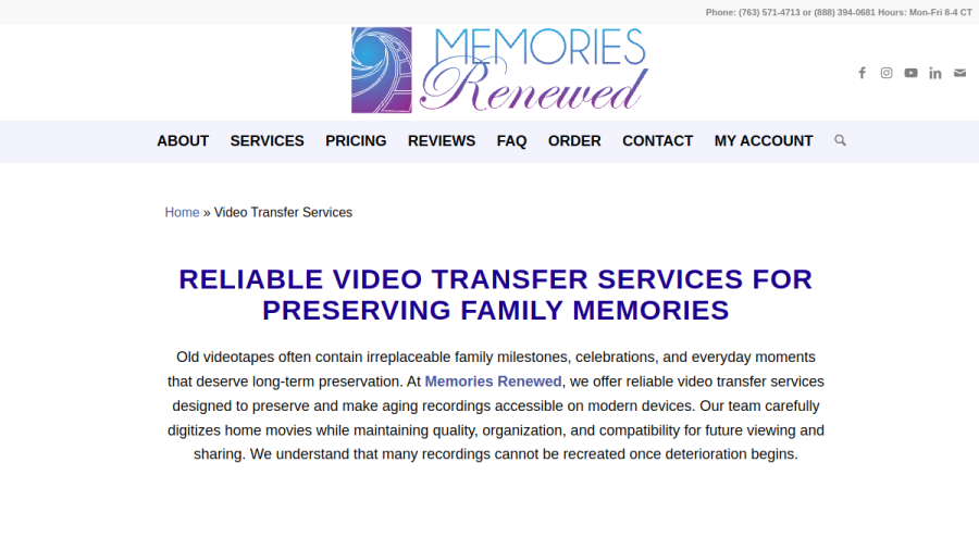 Memories Renewed website