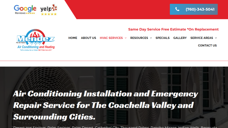 Mendez Air Conditioning & Heating website