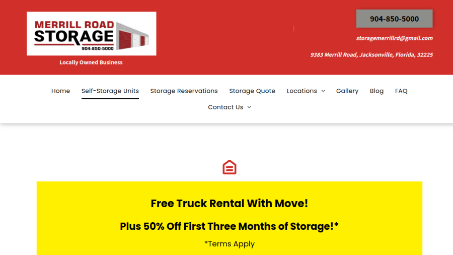 Merrill Road Storage website