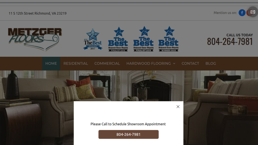 Screenshot of Metzger Floors website