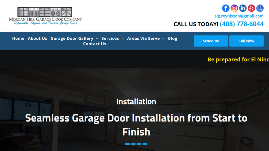 Morgan Hill Garage Door Company website