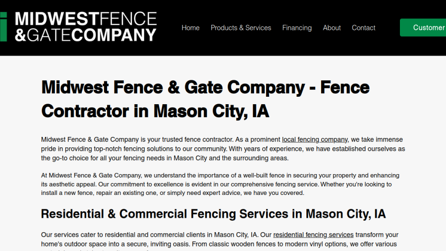 Midwest Fence & Gate Company website