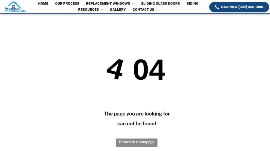Screenshot of the Midwest Window Company website