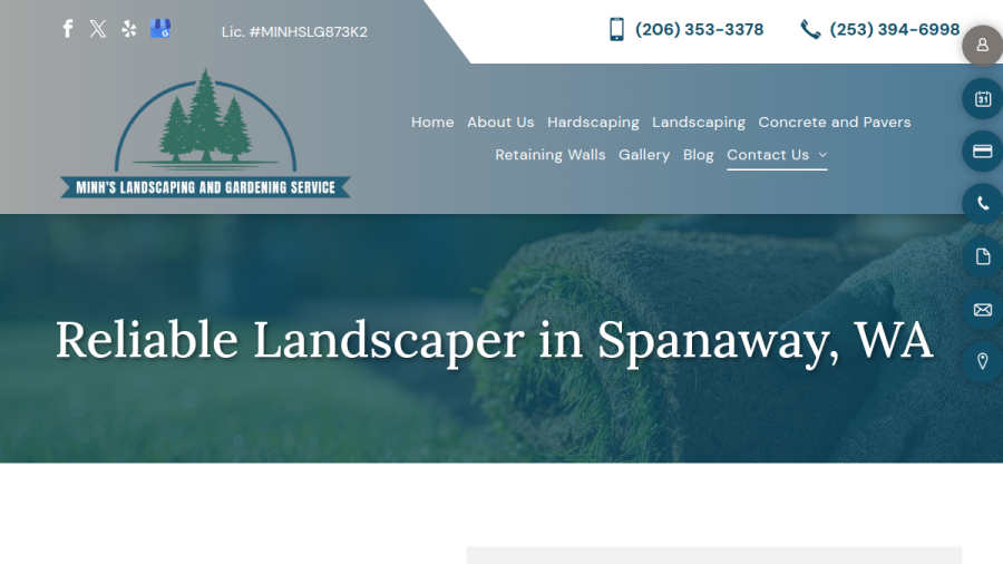 Screenshot of the Minh's Landscaping and Gardening Service website