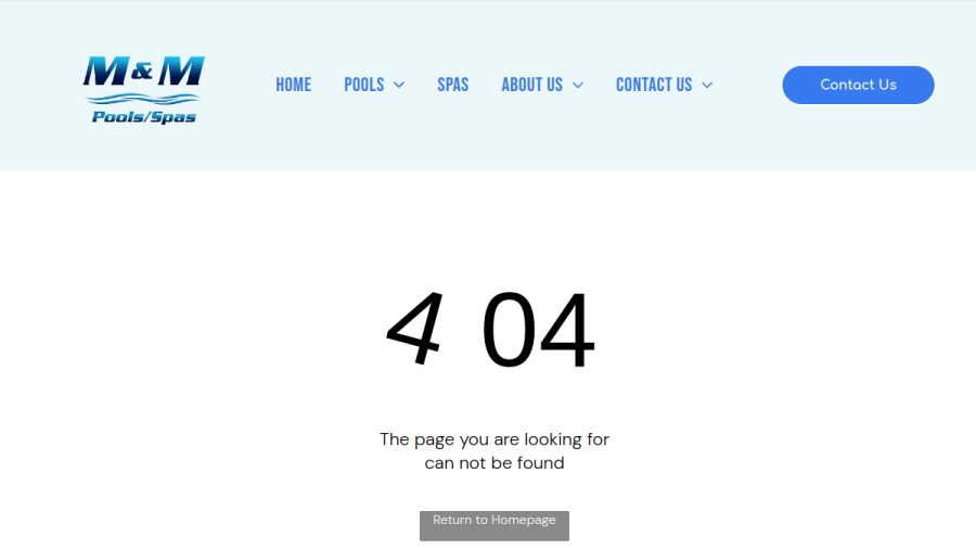 M & M Pools/Spas website