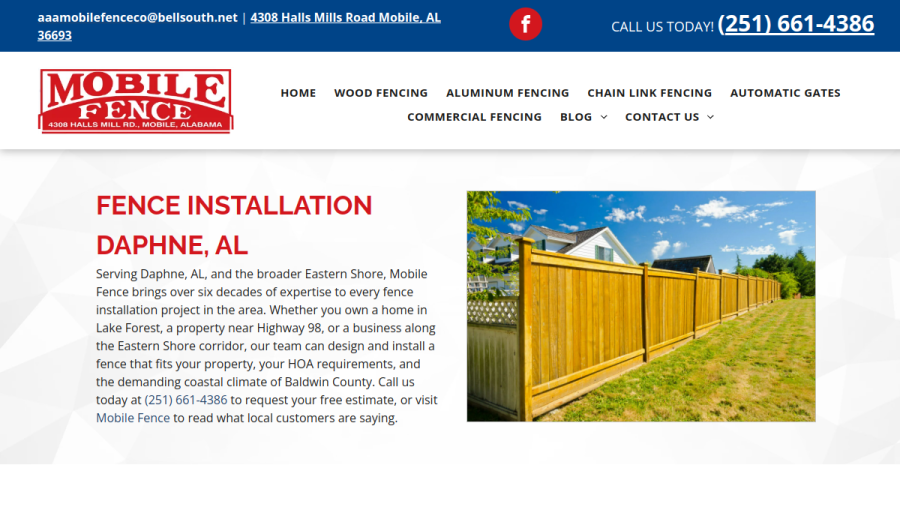 Screenshot of the Mobile Fence website