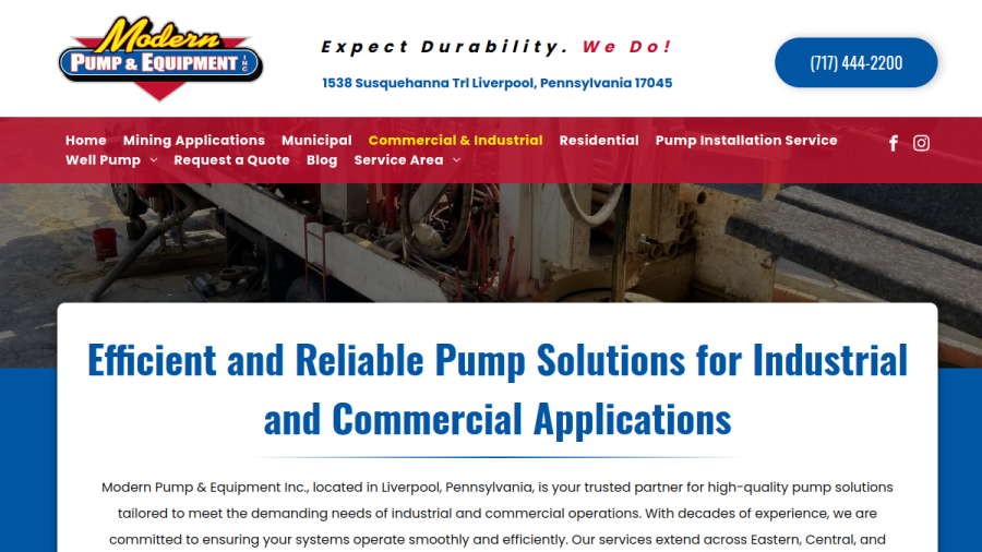 Modern Pump & Equipment website screenshot