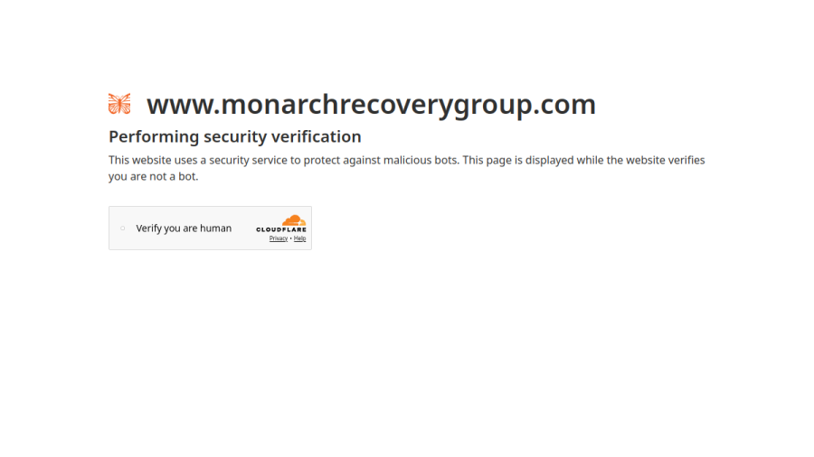 Screenshot of the Monarch Recovery website