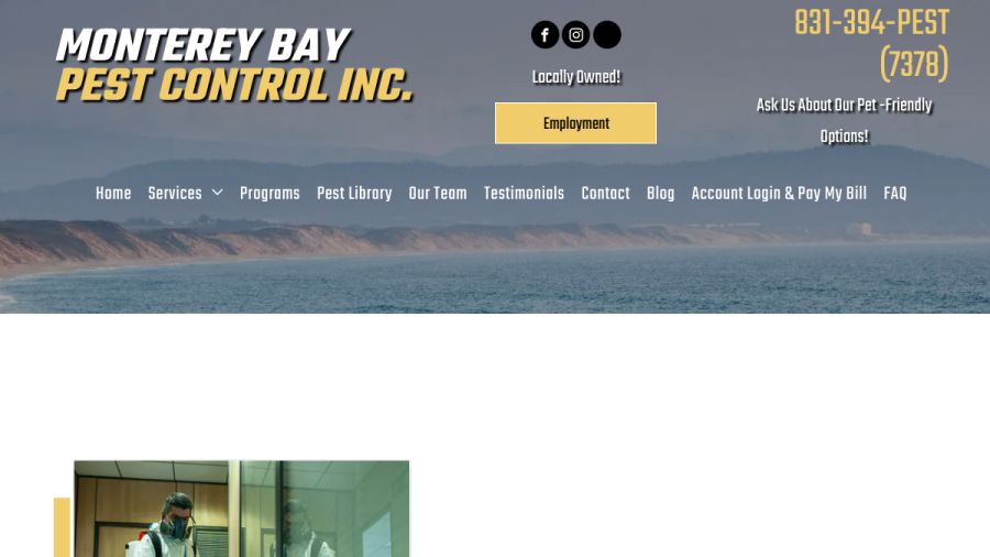 Screenshot of the Monterey Bay Pest Control Inc. website
