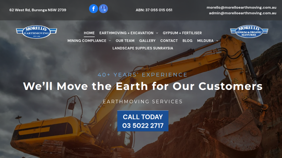 Morello Earthmoving website