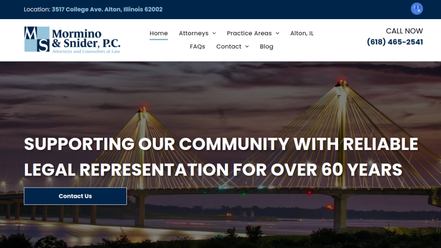 Screenshot of the Mormino & Snider PC website