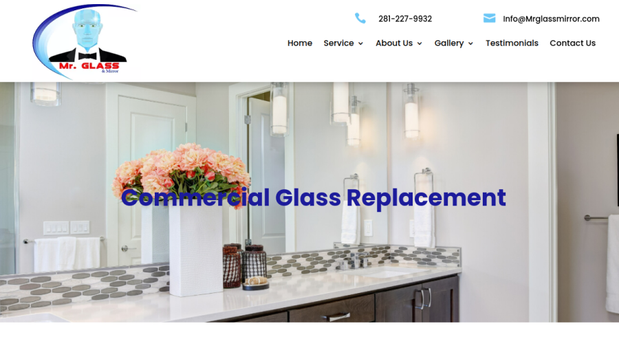 Screenshot of the Mr. Glass & Mirror website