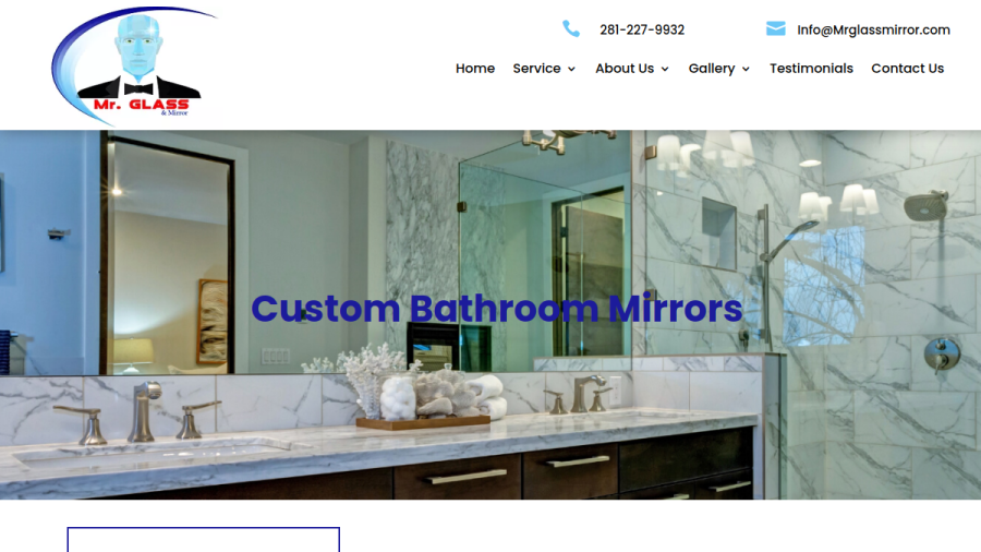Screenshot of the Mr. Glass & Mirror website