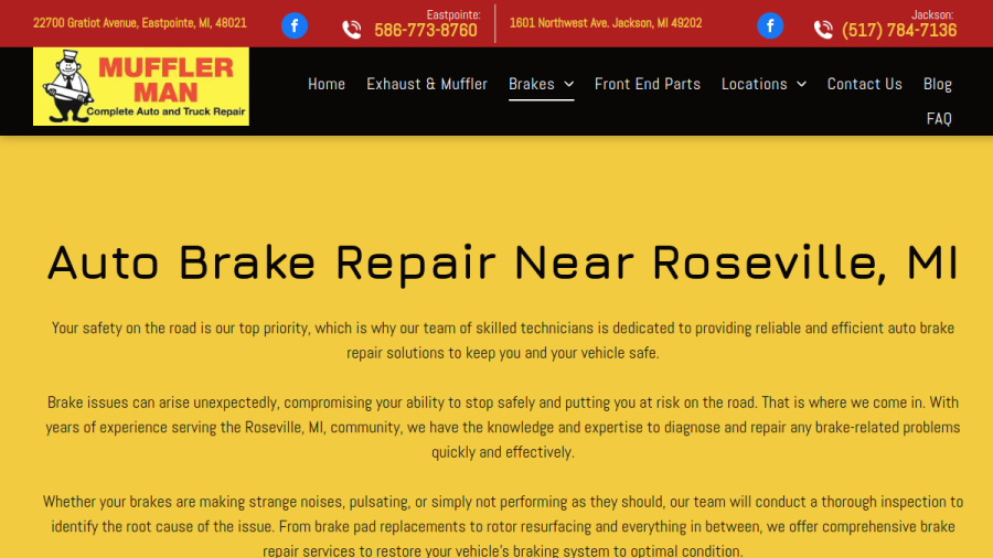 Screenshot of the Muffler Man website