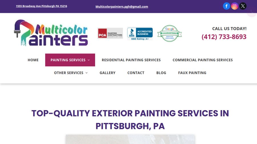 Website screenshot of Multicolor Painters LLC