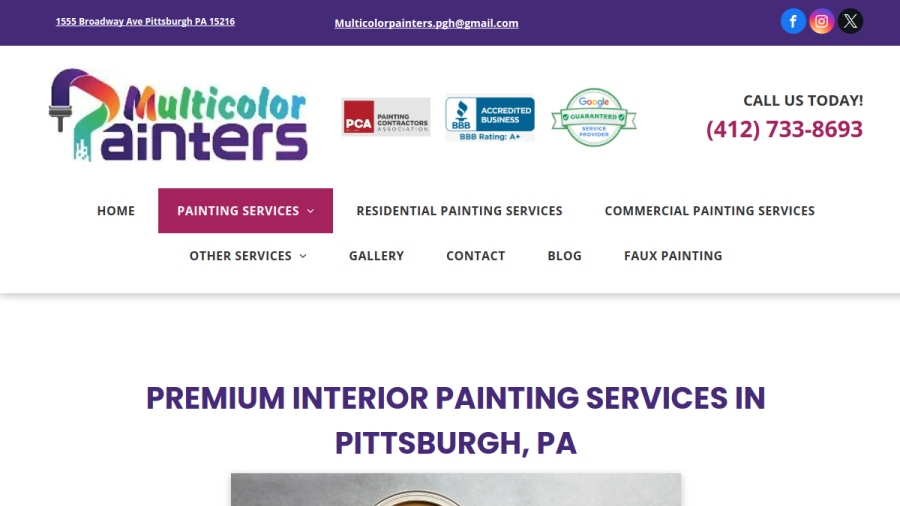 Screenshot of the Multicolor Painters LLC website