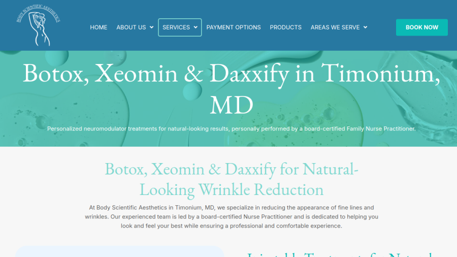 Screenshot of the Body Scientific Aesthetics website