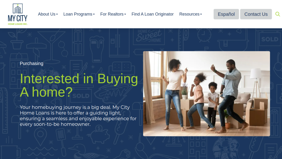 Screenshot of the My City Home Loans website