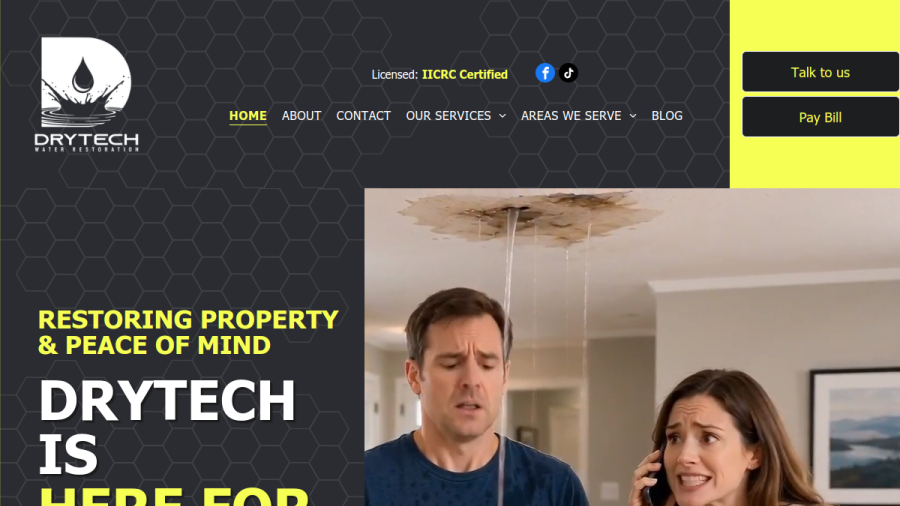 Screenshot of the Drytech website