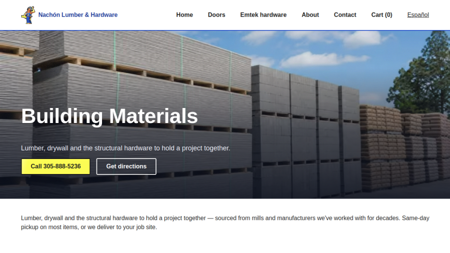 Nachon Lumber website