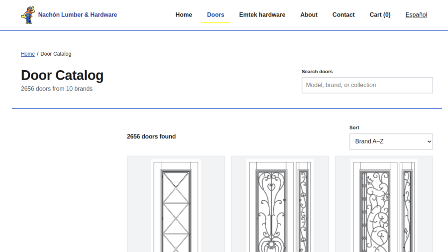 Screenshot of the Nachon Lumber website