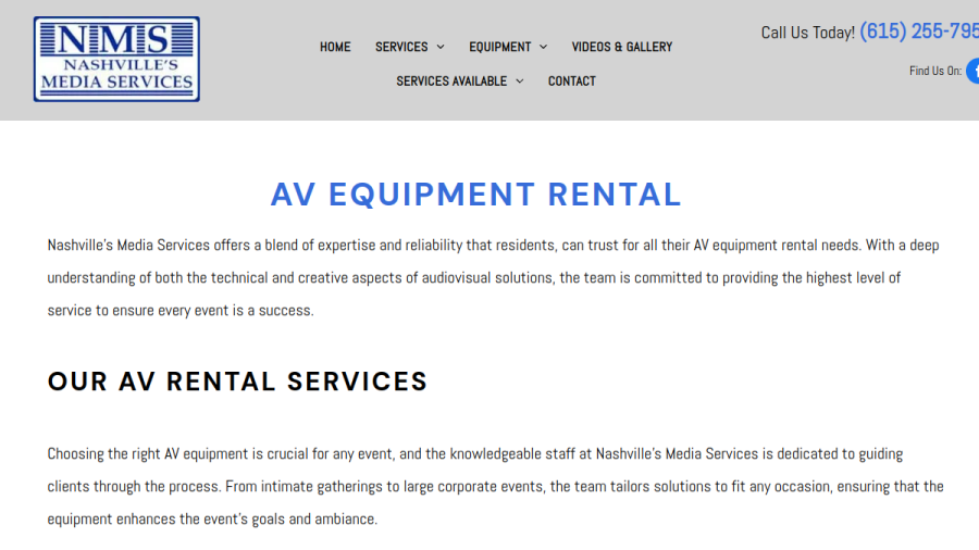 Screenshot of the Nashville's Media Services website