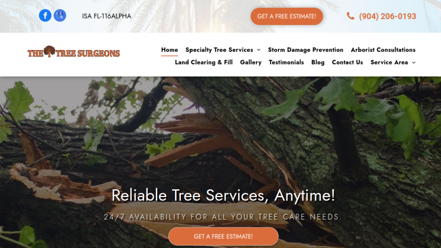 Screenshot of the The Tree Surgeons - Tree Services website