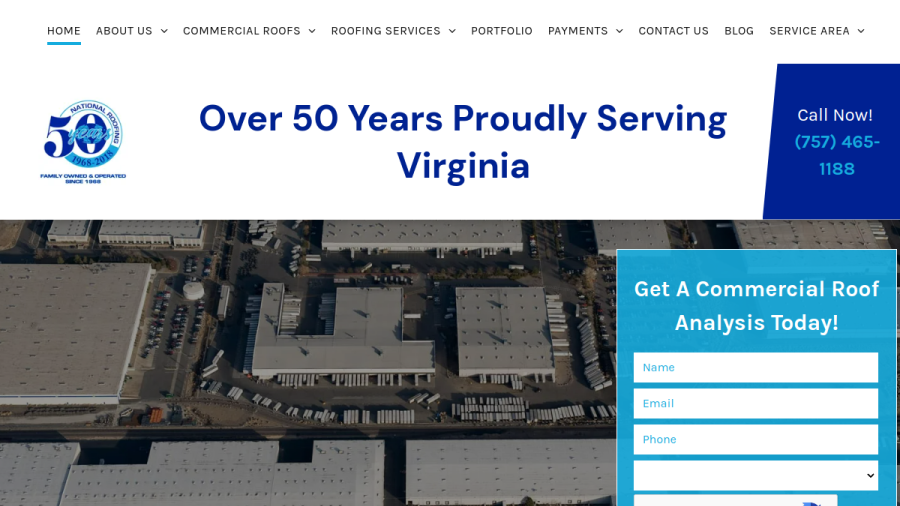 Screenshot of the National Roofing Corporation website