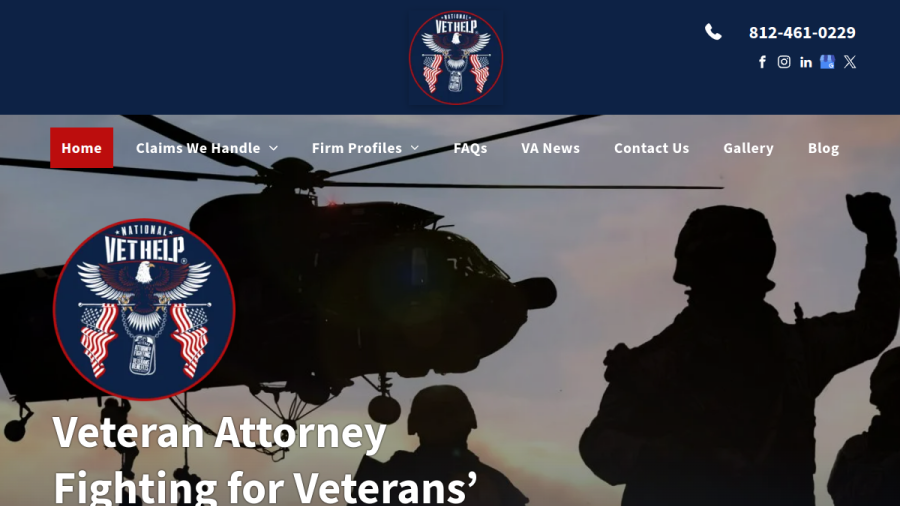 Screenshot of National Vet Help website