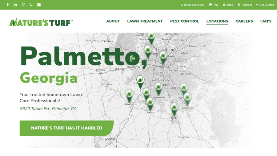 Screenshot of Natures Turf website
