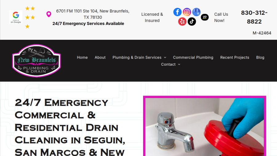 New Braunfels Plumbing & Drain website