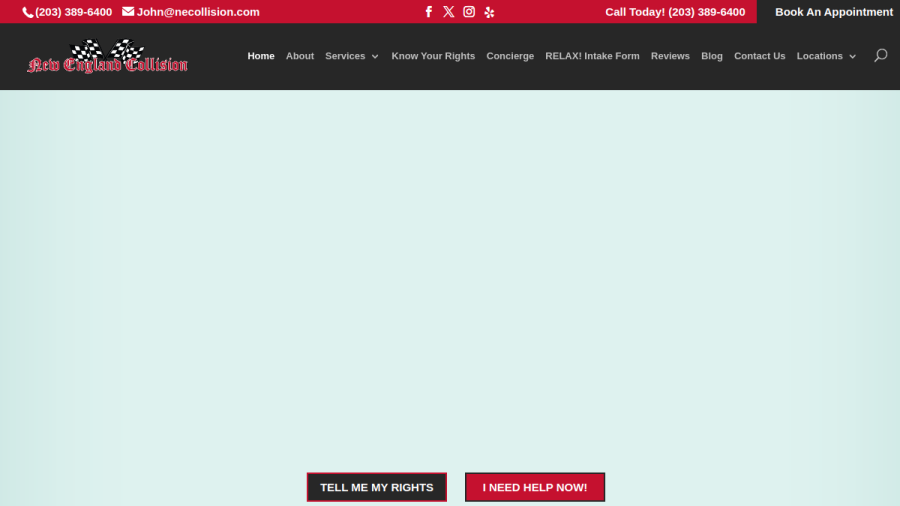 Screenshot of the New England Collision website