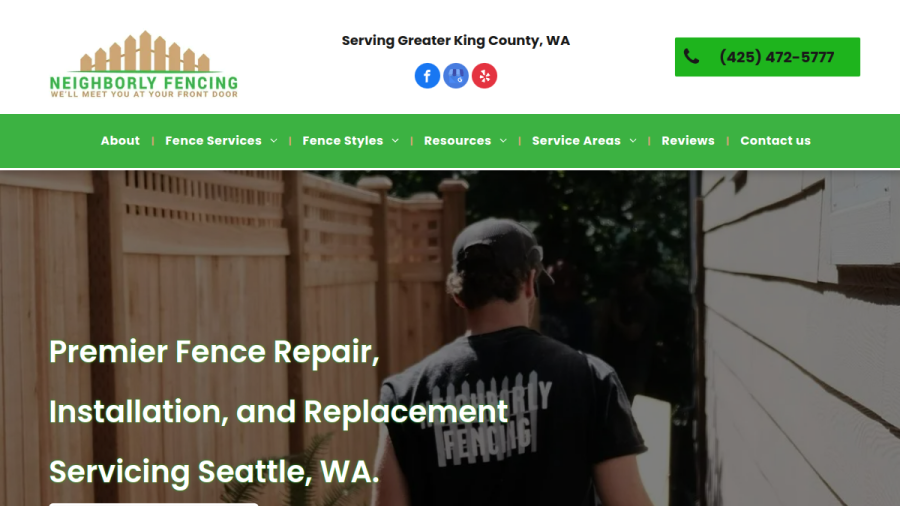 Screenshot of the Neighborly Fencing website