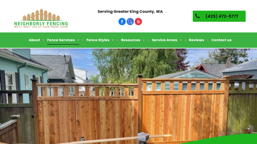 Screenshot of the Neighborly Fencing website
