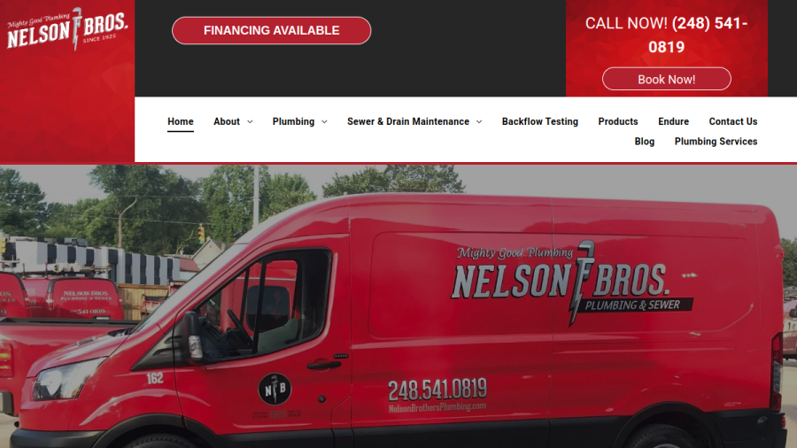 Nelson Bros. Sewer & Plumbing website