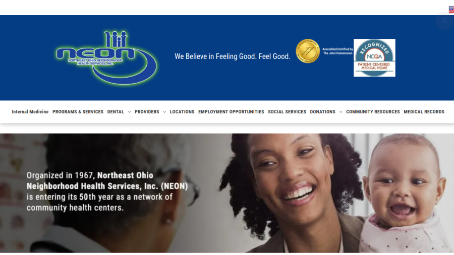 Screenshot of the Northeast Ohio Neighborhood Health Services, Inc. (NEON) - Superior Health Center website