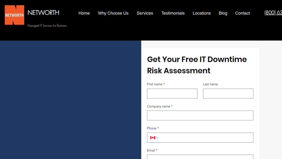 Screenshot of the NETWORTH website