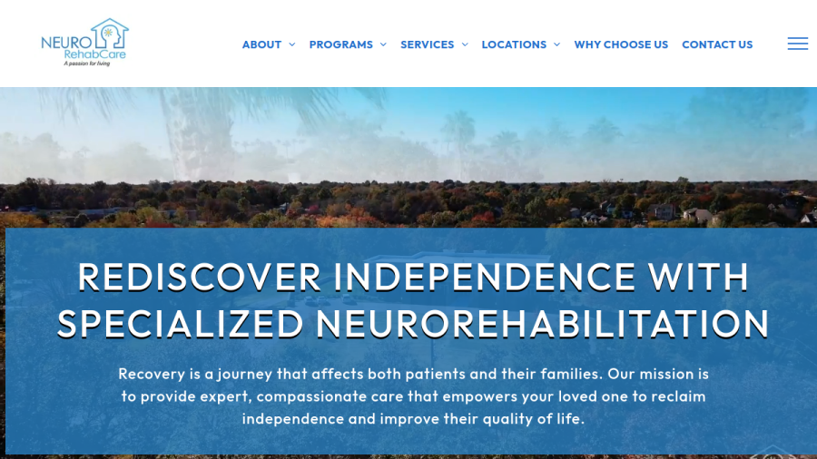 Screenshot of the Neuro RehabCare Kansas City website