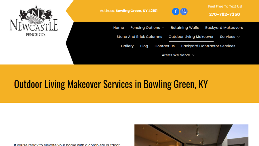 Screenshot of the Newcastle Fence website
