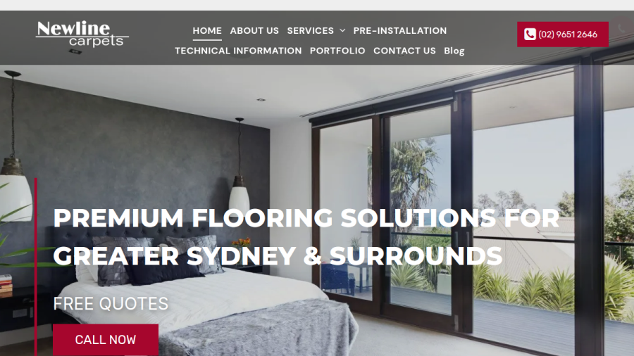 Screenshot of the Newline Carpets Dural website