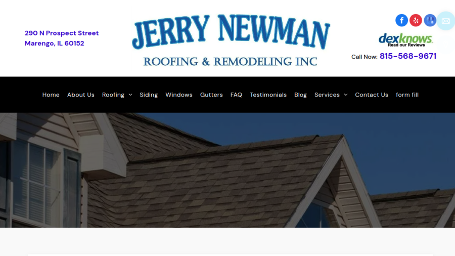 Jerry Newman Roofing & Remodeling Inc website screenshot