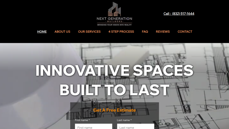 Screenshot of the Next Gen Builders website