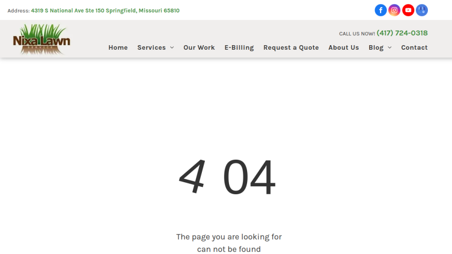 Screenshot of the Nixa Lawn Service website