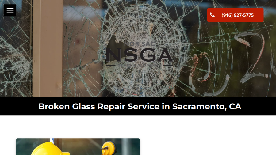 Screenshot of the Nor Sac Glass Company website