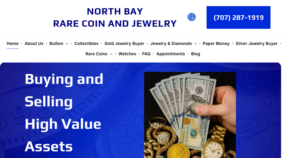 Screenshot of the North Bay Rare Coin & Jewelry website